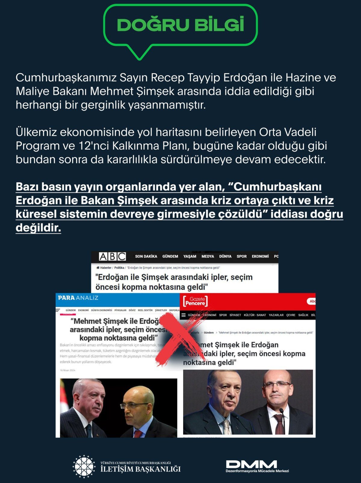 1713258358 963 DMMCumhurbaskani Erdogan ve Bakan Simsek arasinda ciktigi soylenen krizi yalanladi